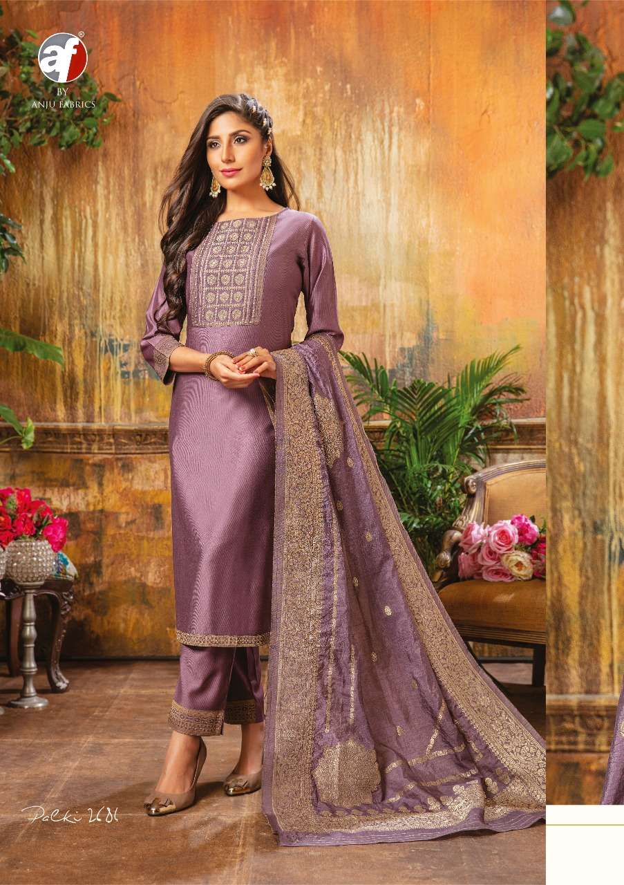 Anju Fabrics Palki Ethenic Viscose Kurtipant With Pure Chanderi Jaquard Silk Dupatta On Wholesale