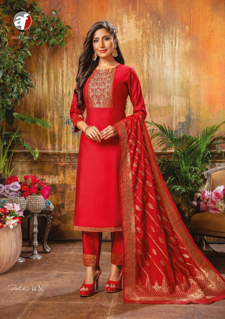 Anju Fabrics Palki Ethenic Viscose Kurtipant With Pure Chanderi Jaquard Silk Dupatta On Wholesale