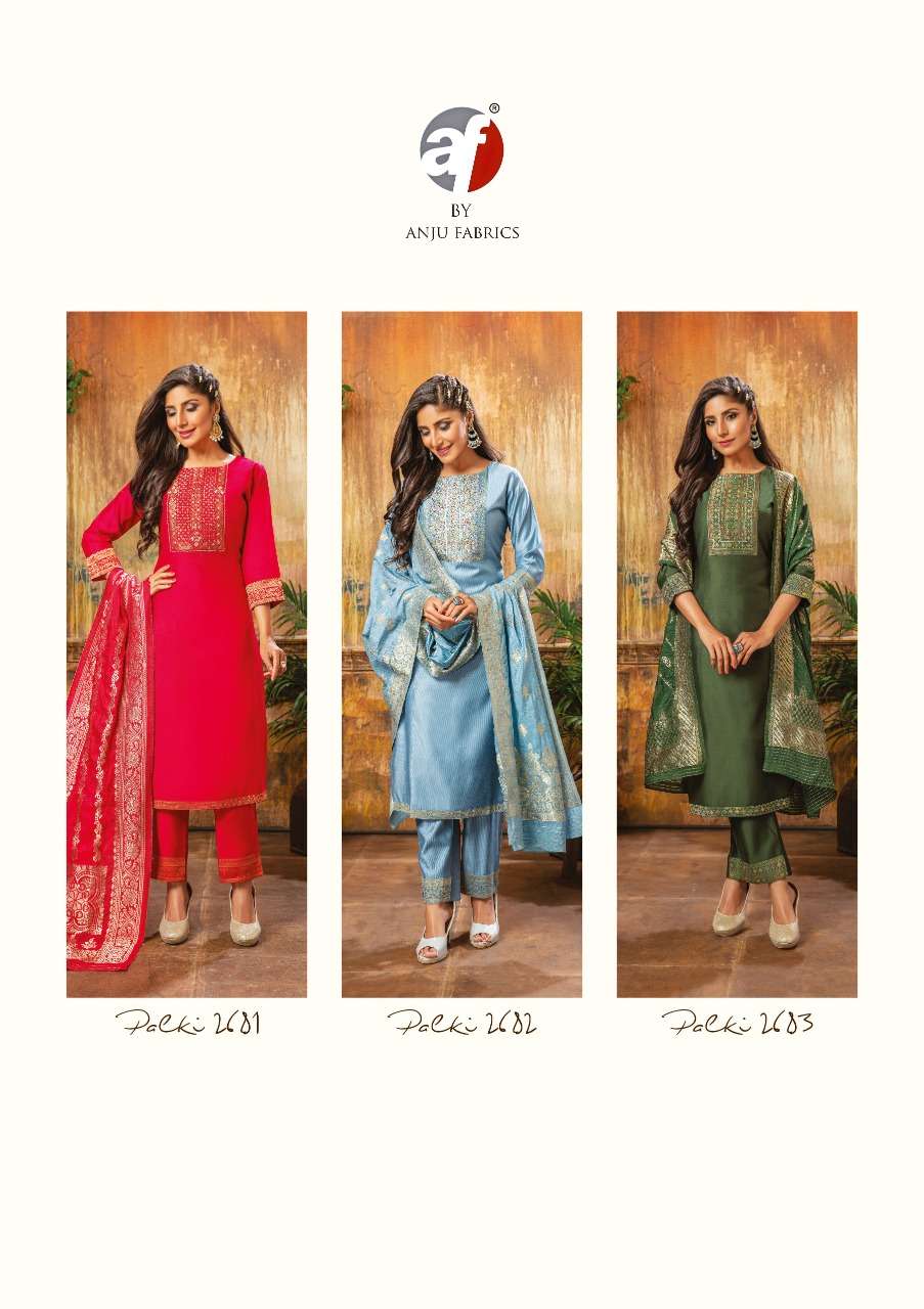 Anju Fabrics Palki Ethenic Viscose Kurtipant With Pure Chanderi Jaquard Silk Dupatta On Wholesale