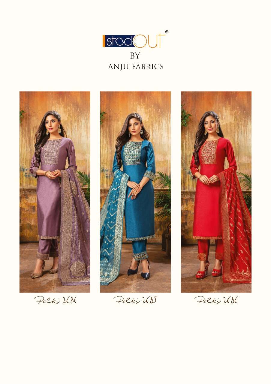 Anju Fabrics Palki Ethenic Viscose Kurtipant With Pure Chanderi Jaquard Silk Dupatta On Wholesale