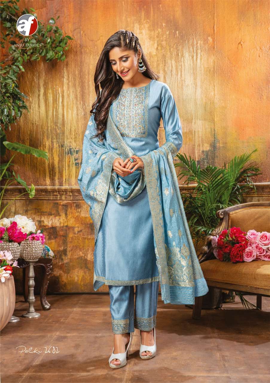 Anju Fabrics Palki Ethenic Viscose Kurtipant With Pure Chanderi Jaquard Silk Dupatta On Wholesale