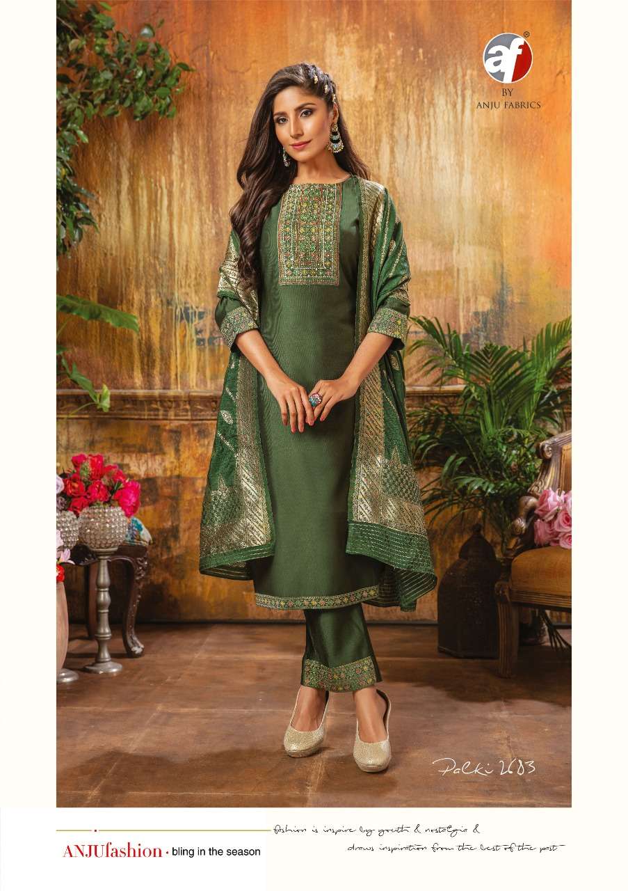 Anju Fabrics Palki Ethenic Viscose Kurtipant With Pure Chanderi Jaquard Silk Dupatta On Wholesale