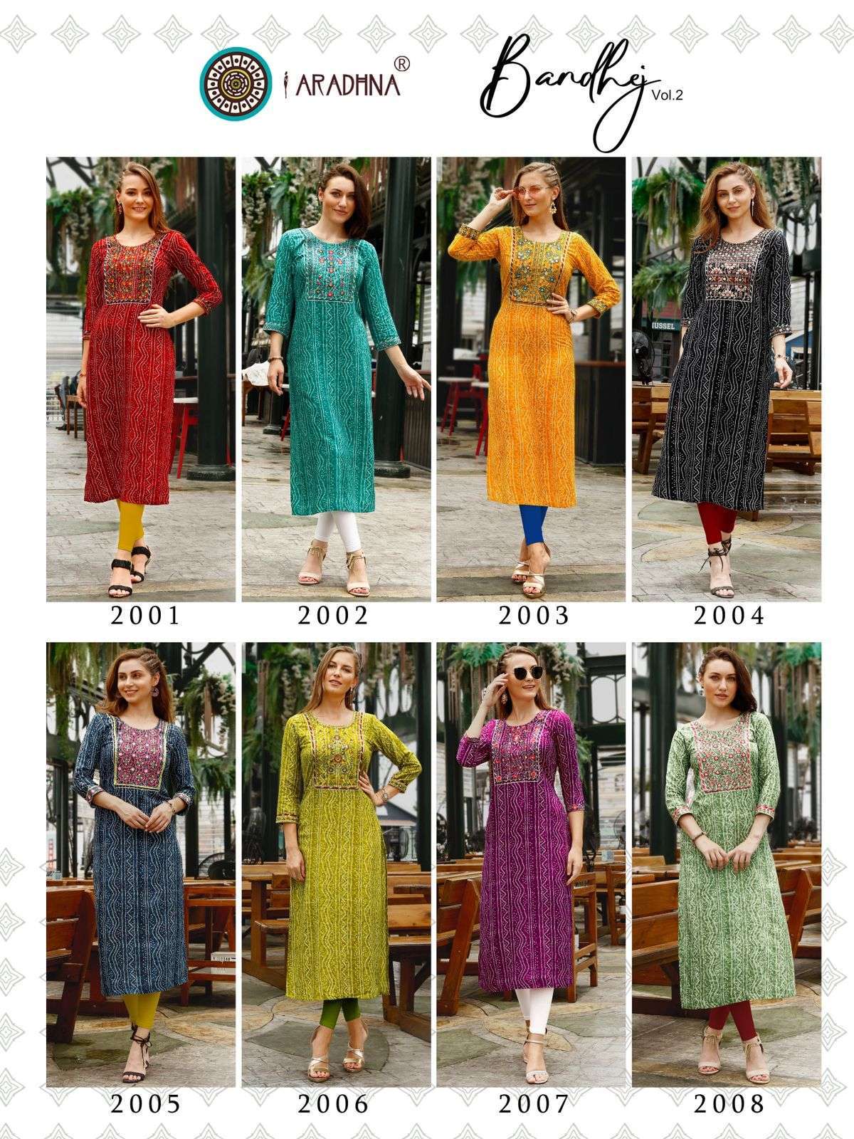 Aradhna Bandhej Vol 2 Festive Wear Designer Kurti Collection On Wholesale