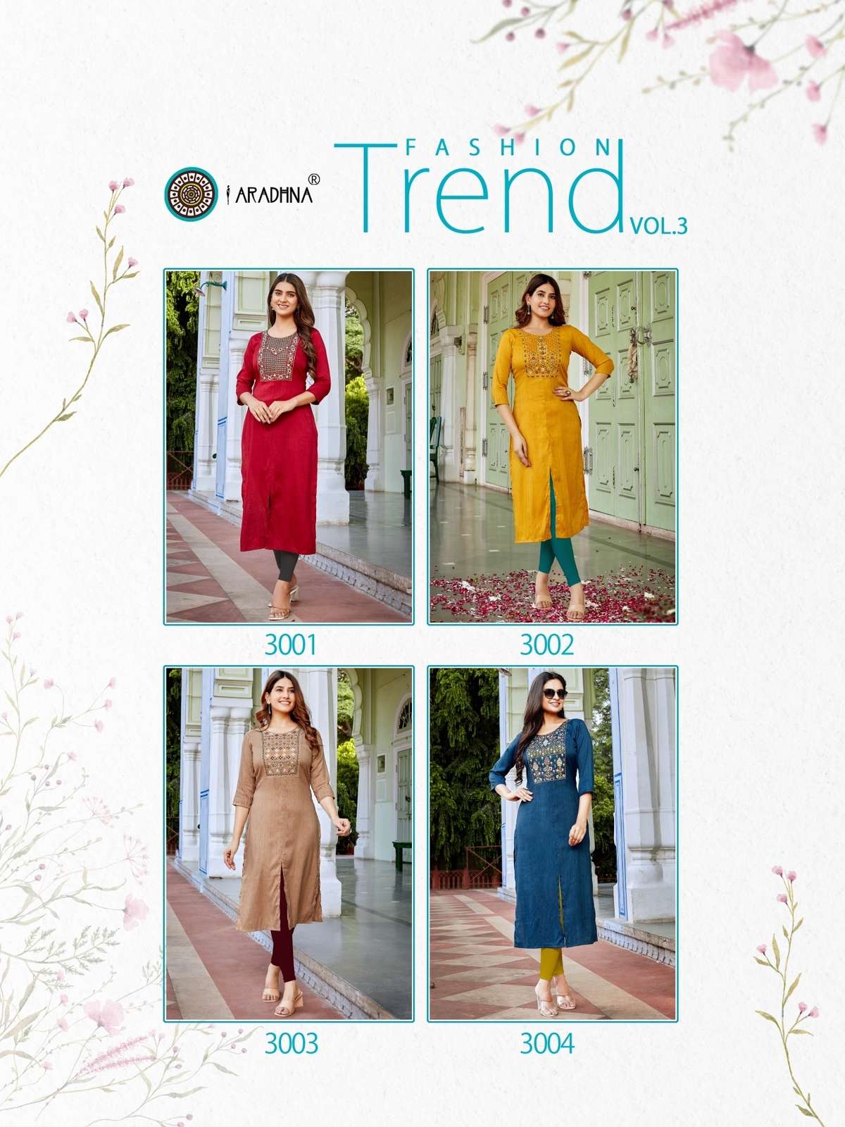 Aradhna Fashion Trend Vol 3 Rayon Dobby With Embroidery Work Only Kurti On Wholesale
