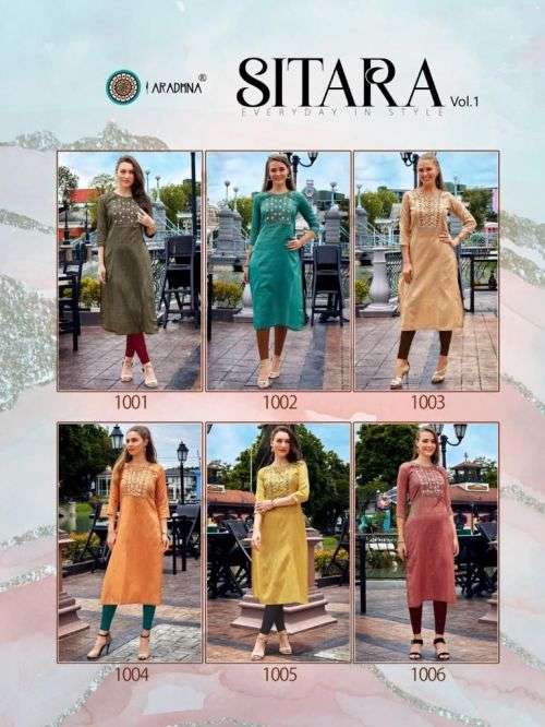 Aradhna Sitara Vol 1 Fancy Embroidey Cotton Kurti On Wholesale