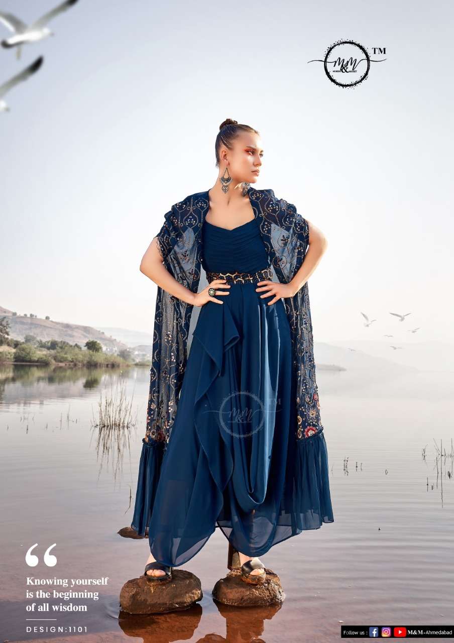 Arzoie Vol 3 By M & M 1101 To 1106 Series Heavy Georgette Work Western Gowns On Wholesale