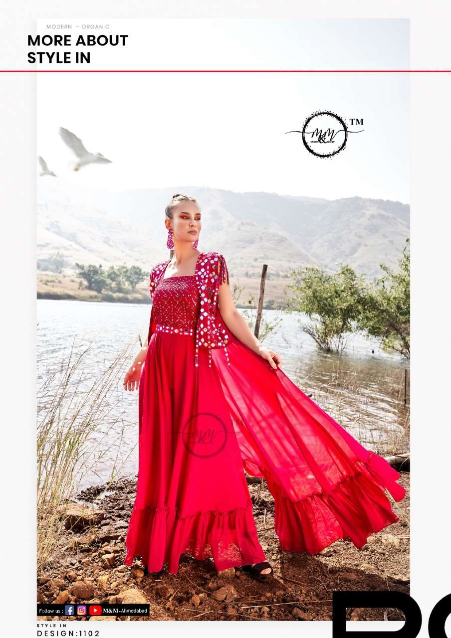 Arzoie Vol 3 By M & M 1101 To 1106 Series Heavy Georgette Work Western Gowns On Wholesale