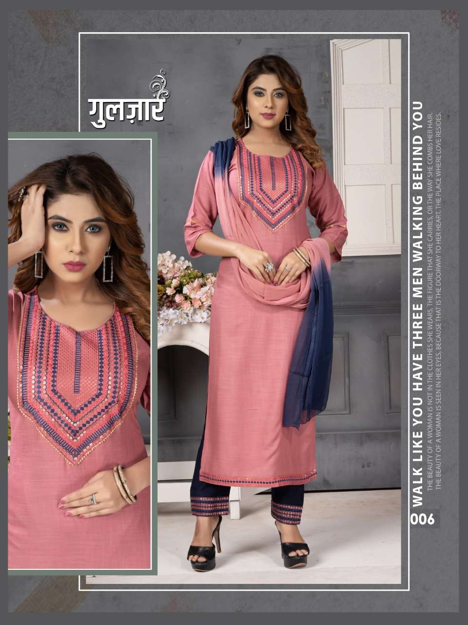 Beauty Queen Gulzar Heavy Sequence Work Kurti Pant With Dupatta On Wholesale