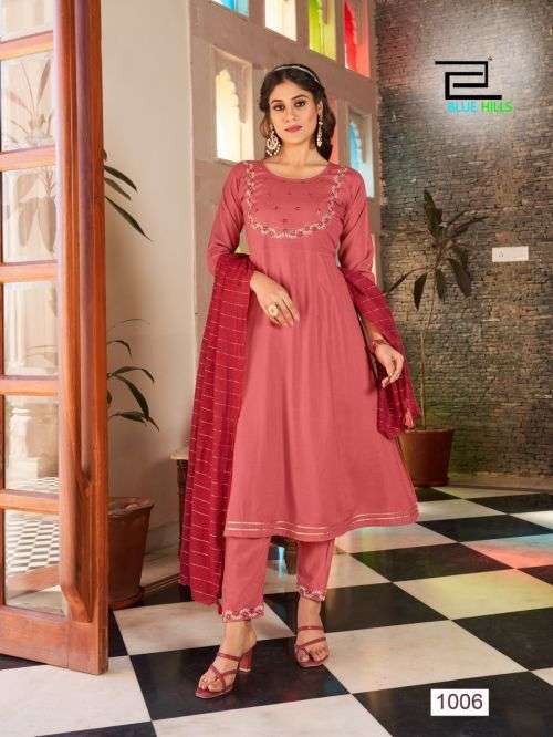 Blue Hills Butterfly Fancy Kurti With Dupatta On Wholesale