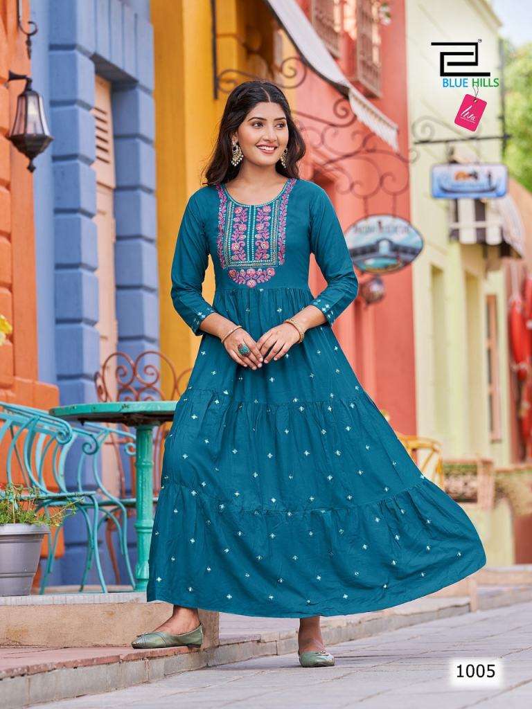 Blue Hills Rasberry Anarkali Kurti Collection On Wholesale