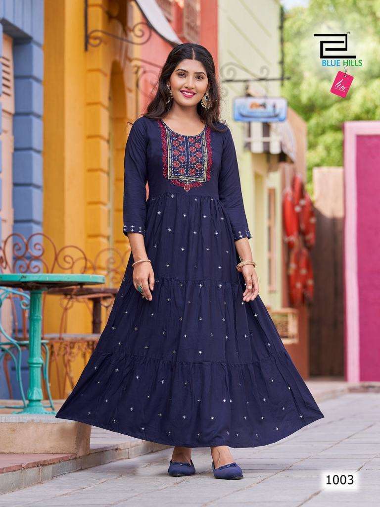 Blue Hills Rasberry Anarkali Kurti Collection On Wholesale