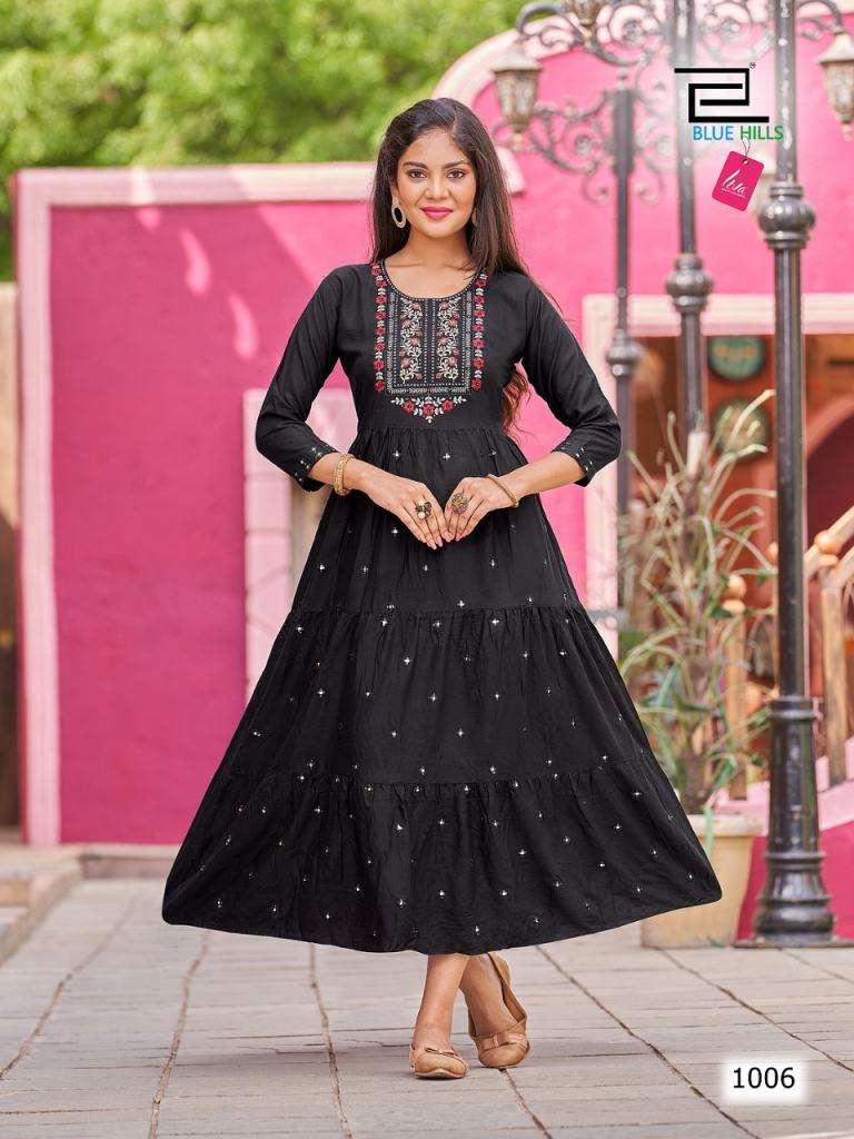 Blue Hills Rasberry Anarkali Kurti Collection On Wholesale