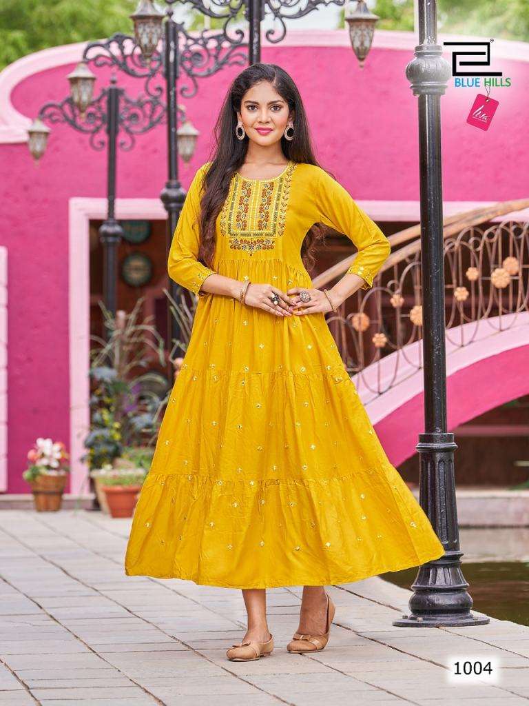 Blue Hills Rasberry Anarkali Kurti Collection On Wholesale