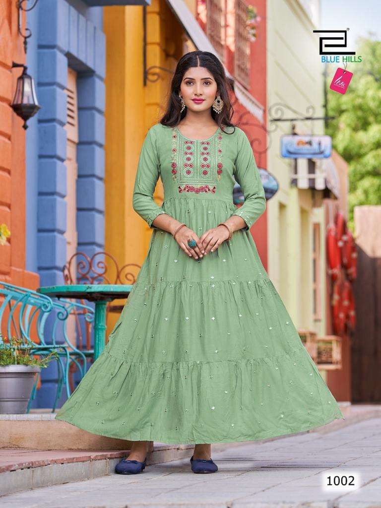 Blue Hills Rasberry Anarkali Kurti Collection On Wholesale