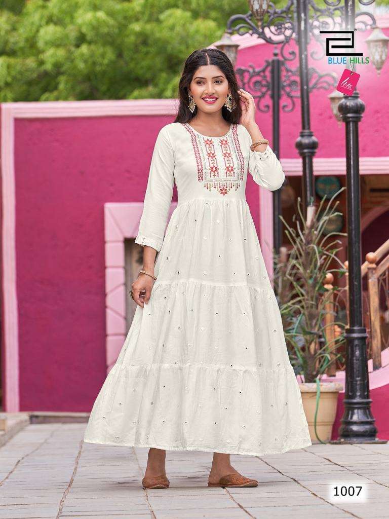 Blue Hills Rasberry Anarkali Kurti Collection On Wholesale