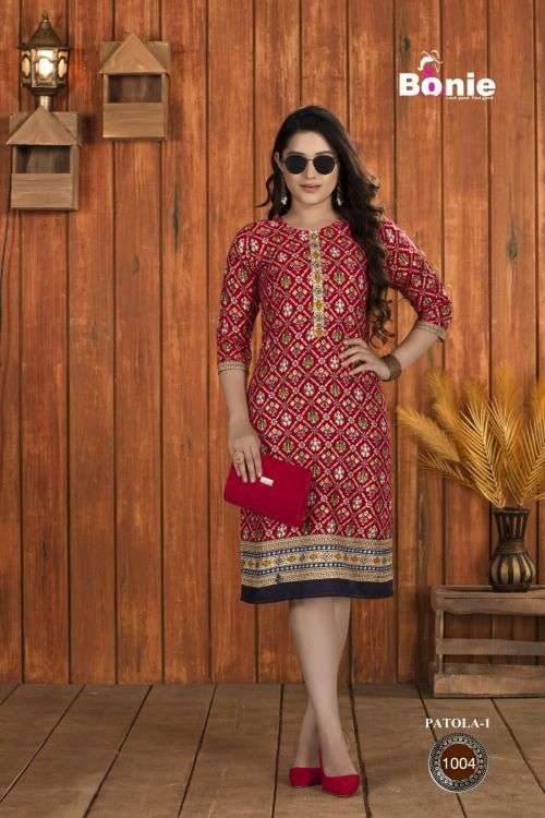 Gaji Silk Patola Print Kurti With Big Size at Rs 495 in Ahmedabad | ID:  24344245733