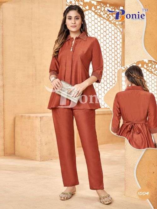 Bonie Rihana Silk Linen Ready Made Top With Bottom Collection On Wholesale