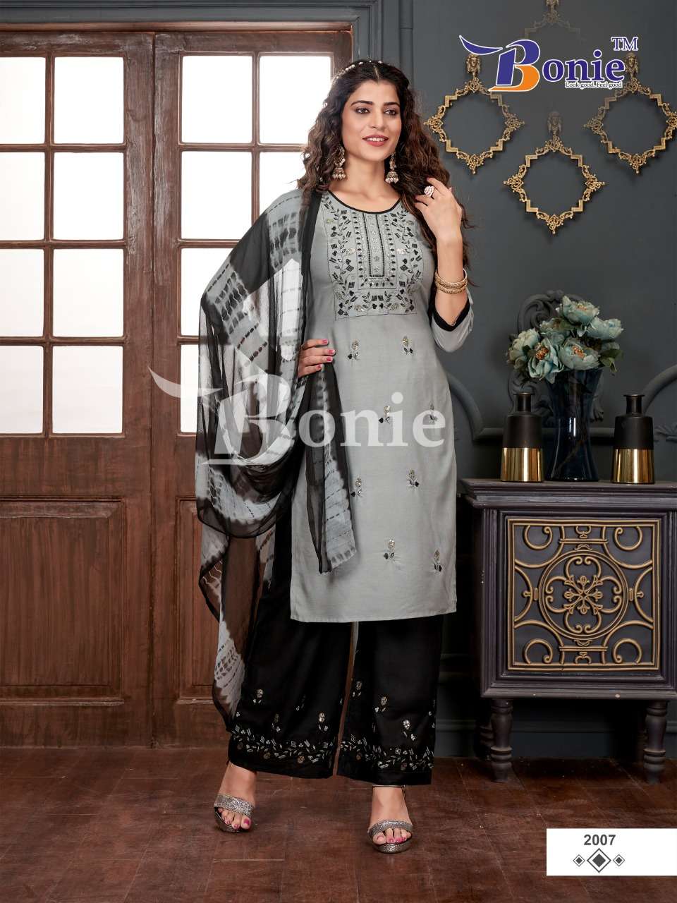 Bonie Stuti - 2 Readymade Embroidery Work In Top Bottom With Beautiful Dupatta On Wholesale 