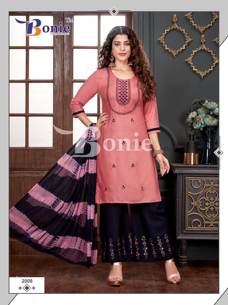 Bonie Stuti - 2 Readymade Embroidery Work In Top Bottom With Beautiful Dupatta On Wholesale 