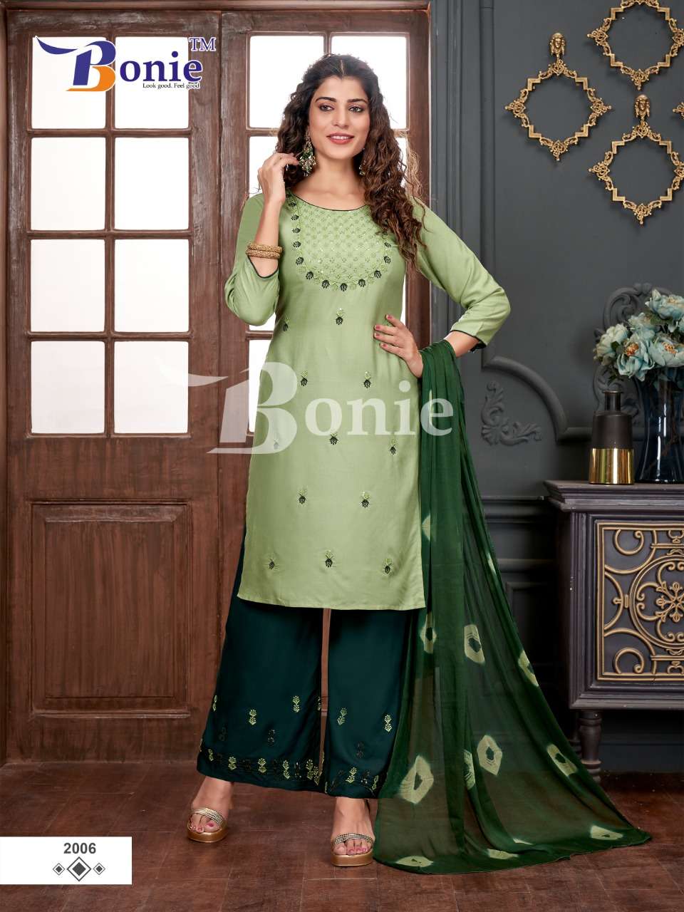Bonie Stuti - 2 Readymade Embroidery Work In Top Bottom With Beautiful Dupatta On Wholesale 
