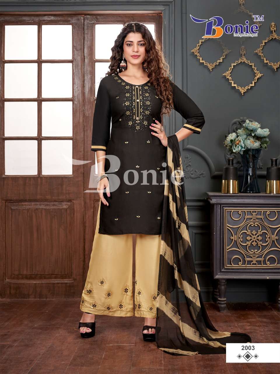 Bonie Stuti - 2 Readymade Embroidery Work In Top Bottom With Beautiful Dupatta On Wholesale 