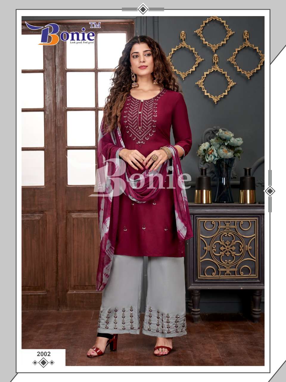 Bonie Stuti - 2 Readymade Embroidery Work In Top Bottom With Beautiful Dupatta On Wholesale 
