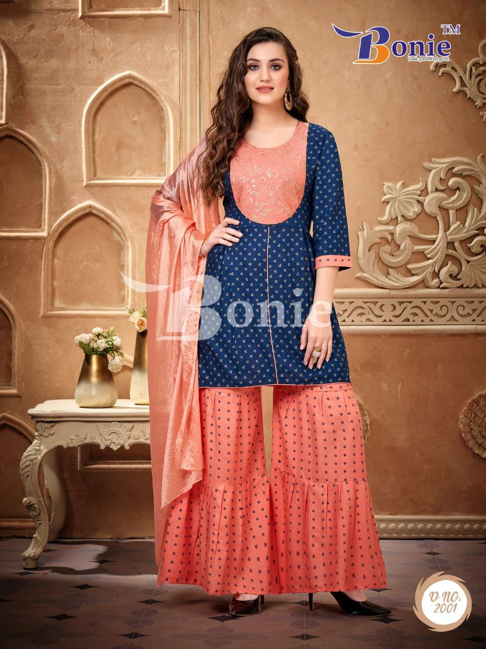 Bonie Unique Kurti Sharara Sets Readymade On Wholesale