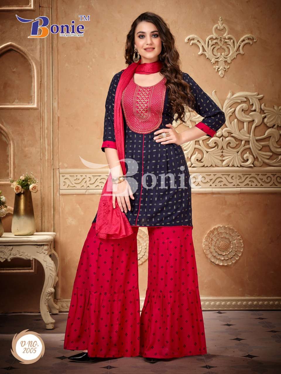 Bonie Unique Kurti Sharara Sets Readymade On Wholesale