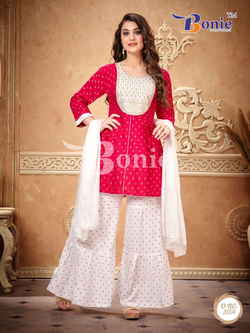 Bonie Unique Kurti Sharara Sets Readymade On Wholesale