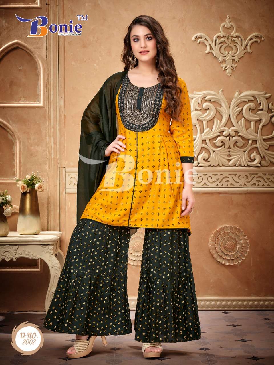 Bonie Unique Kurti Sharara Sets Readymade On Wholesale