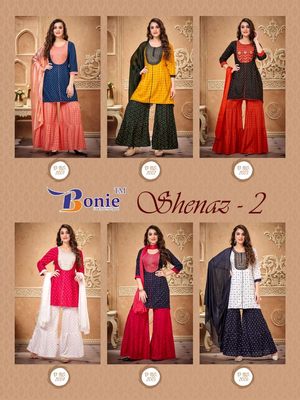 Bonie Unique Kurti Sharara Sets Readymade On Wholesale
