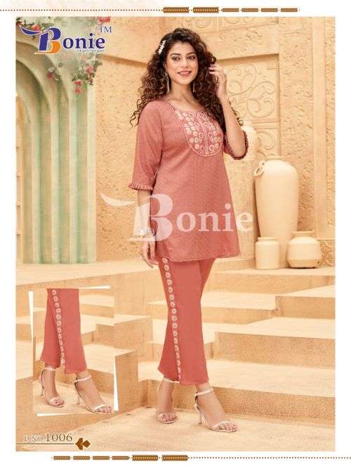 Bonie Vacation Fancy Silk Kurti With Bottom Collection On Wholesale