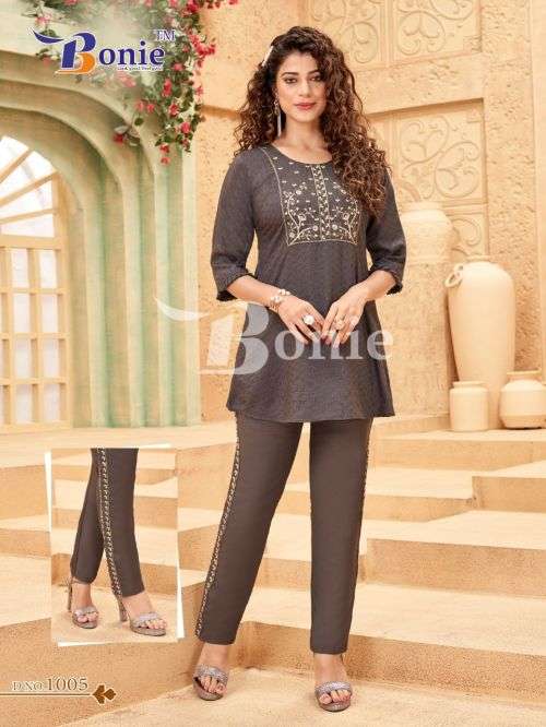 Bonie Vacation Fancy Silk Kurti With Bottom Collection On Wholesale