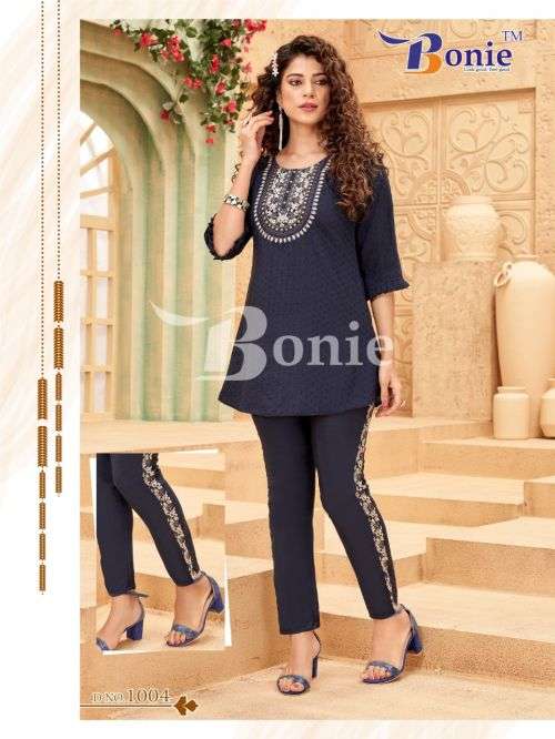 Bonie Vacation Fancy Silk Kurti With Bottom Collection On Wholesale