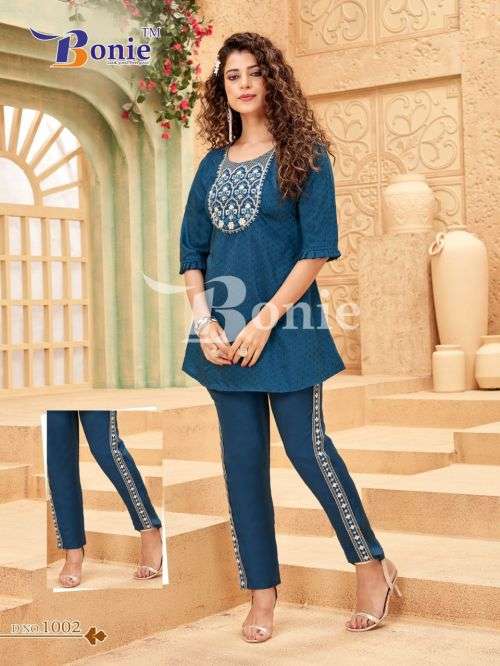 Bonie Vacation Fancy Silk Kurti With Bottom Collection On Wholesale