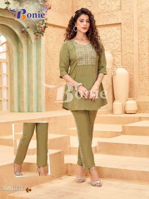 Bonie Vacation Fancy Silk Kurti With Bottom Collection On Wholesale