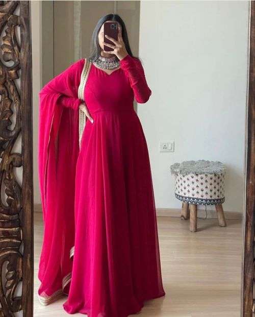 Bt 50 Super Designer Georgette Readymade Gown Collection On Wholesale