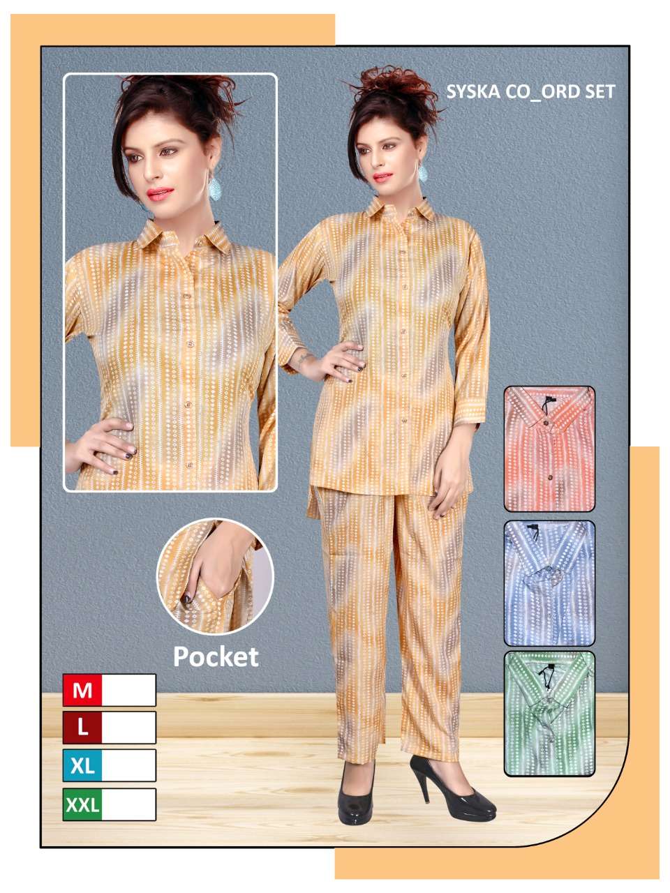 Co ord set for 4 colors top and bottom 