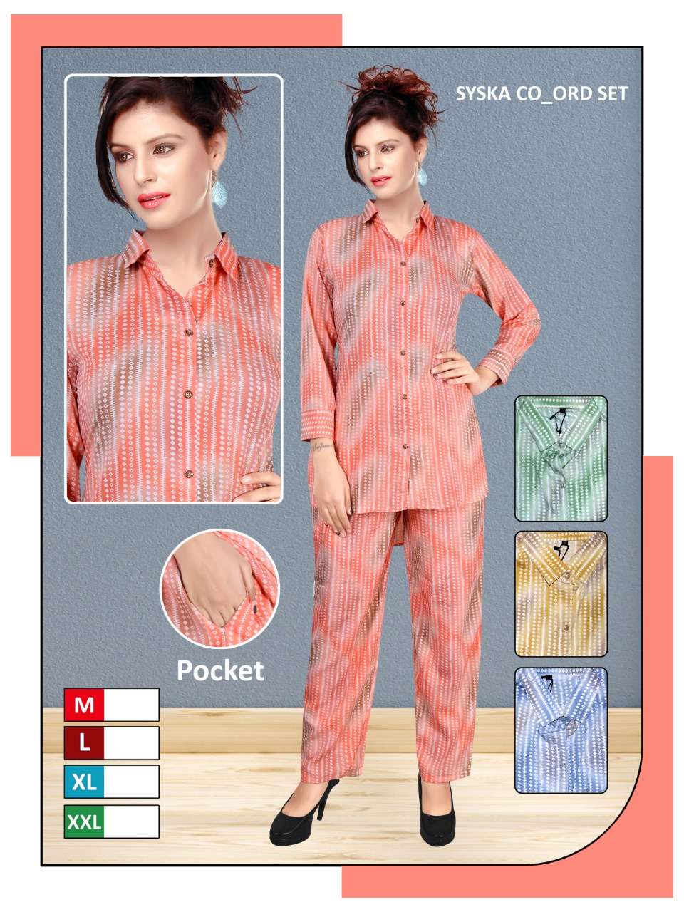 Co ord set for 4 colors top and bottom 