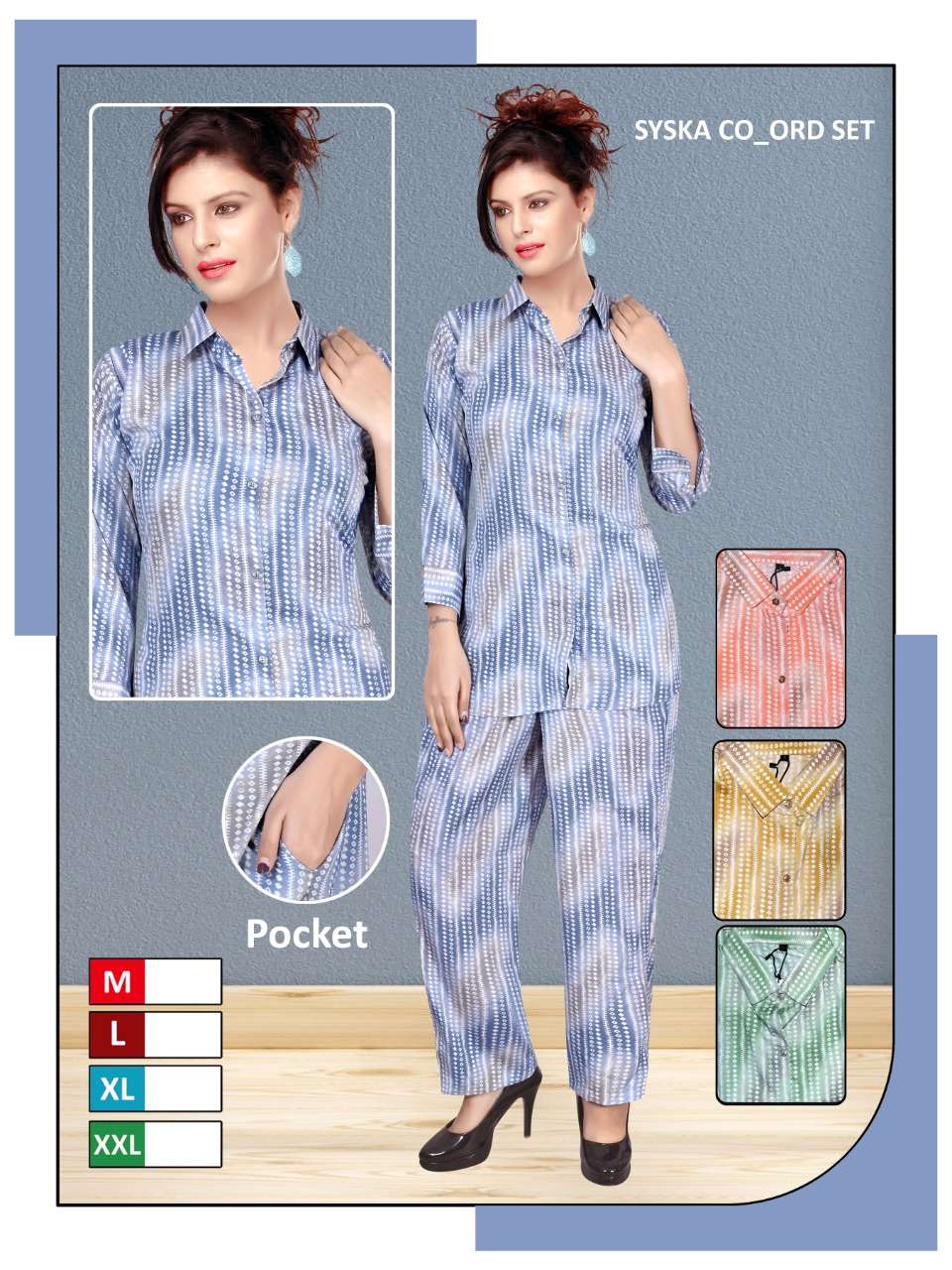 Co ord set for 4 colors top and bottom 
