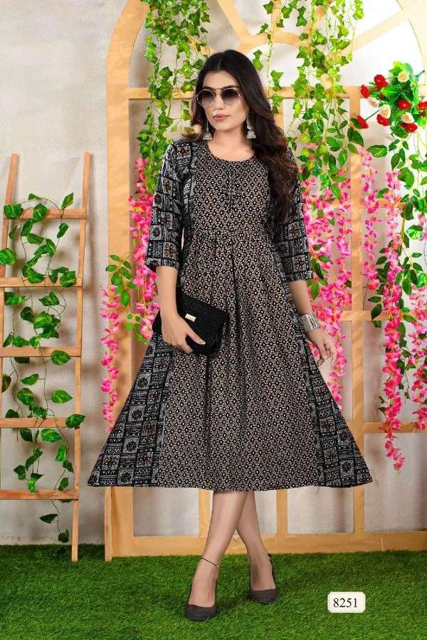 SHREE GANESH Fashion Rayon Fabric Traditional Printed 3/4 Sleeve Round Neck  Kurti for Women/Kurtis for Girls Black : Amazon.in: Clothing & Accessories