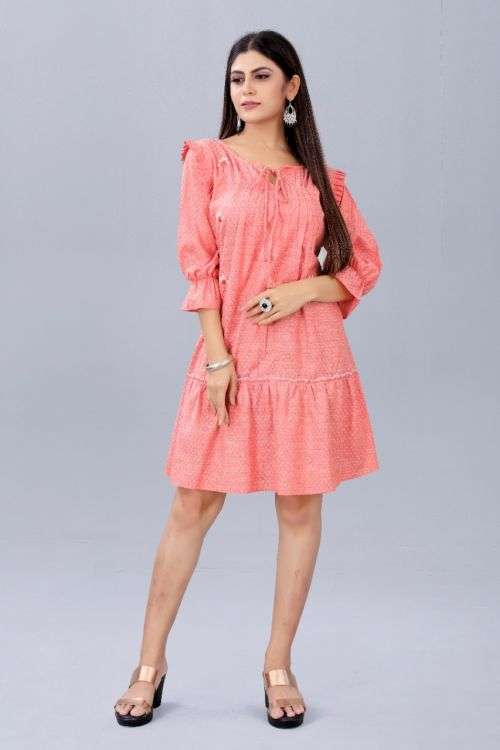 Cotton Western 28 Casual Printed Short Frock On Wholesale