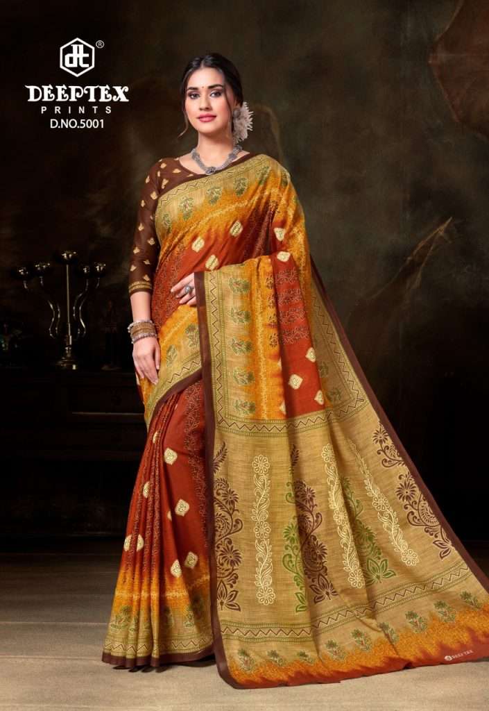 Deeptex Prime Time Vol 5 Pure Cotton Print Sarees On Wholesale