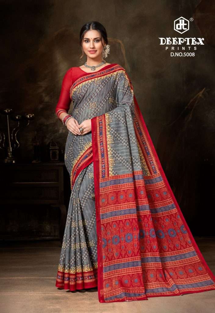 Deeptex Prime Time Vol 5 Pure Cotton Print Sarees On Wholesale