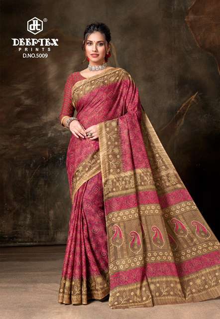 Deeptex Prime Time Vol 5 Pure Cotton Print Sarees On Wholesale