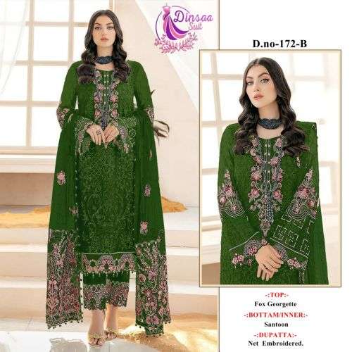 Dinsaa 172 Embroidered Designer Pakistani Suit Collection On Wholesale