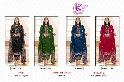 Dinsaa 172 Embroidered Designer Pakistani Suit Collection On Wholesale