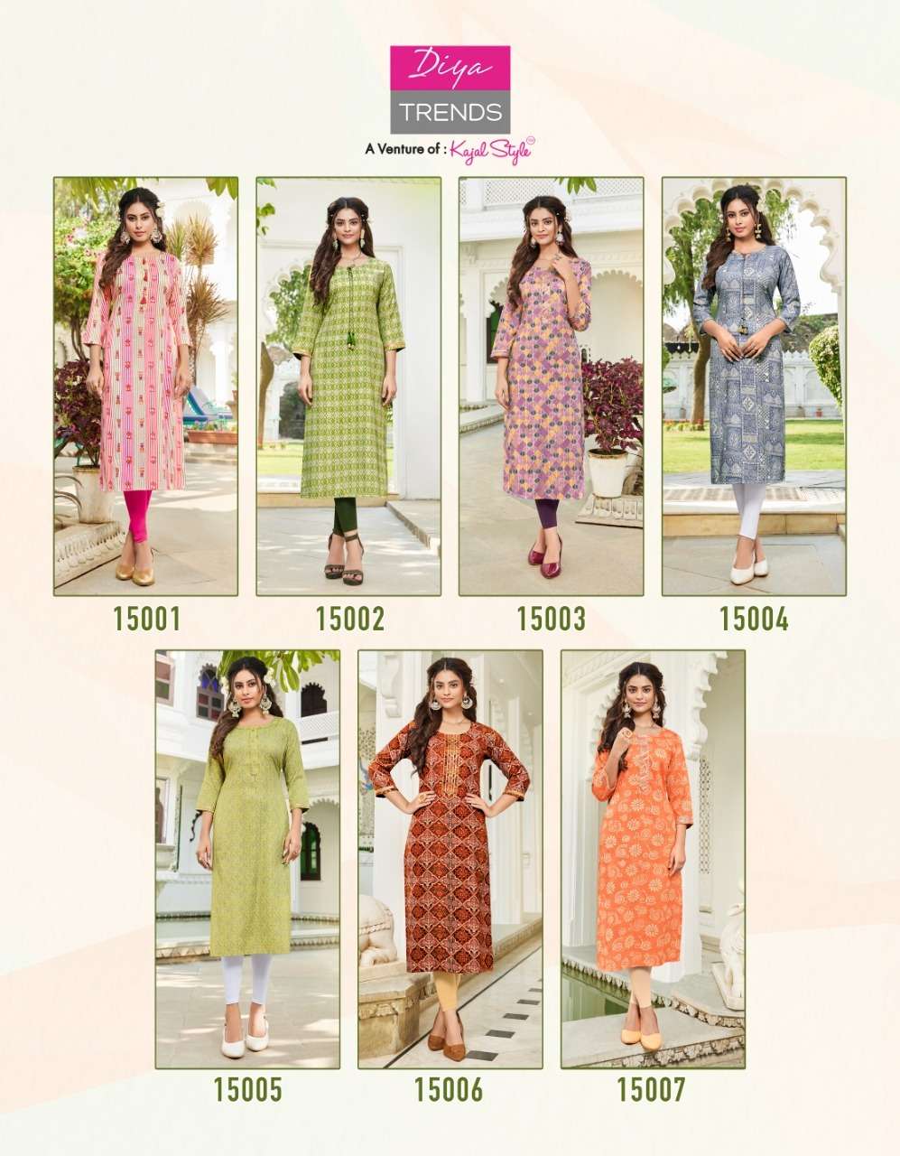 Diya Trends Gardencity Vol-15 Rayon Capsule Foil Print Kurti On Wholesale 