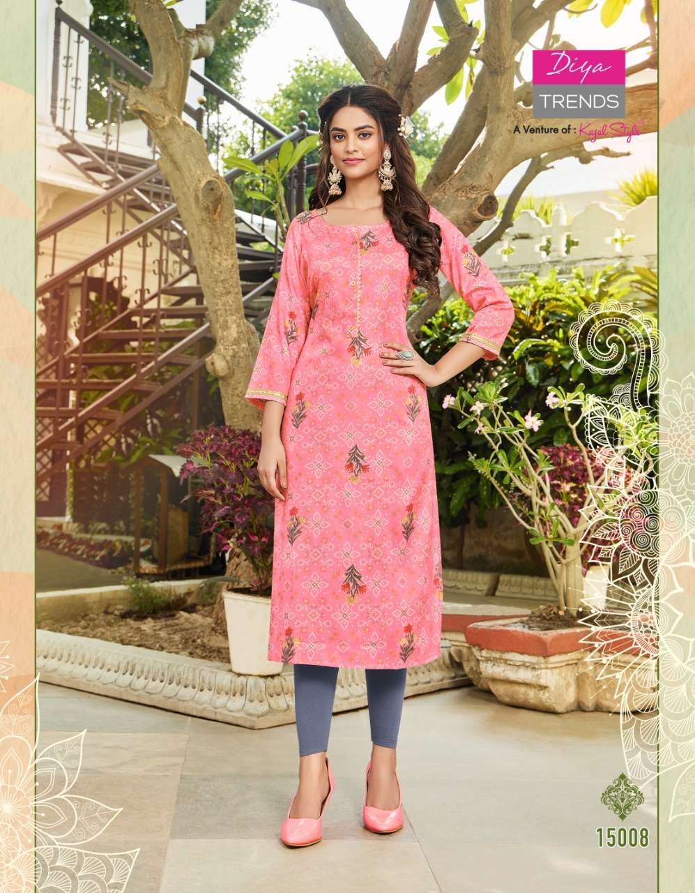 Diya Trends Gardencity Vol-15 Rayon Capsule Foil Print Kurti On Wholesale 