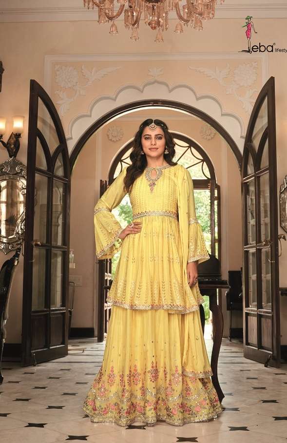 Eba Lifestyle Kudi Heavy Chinnon Top With Heavy Skirt Embroidered With Dupatta On Wholesale